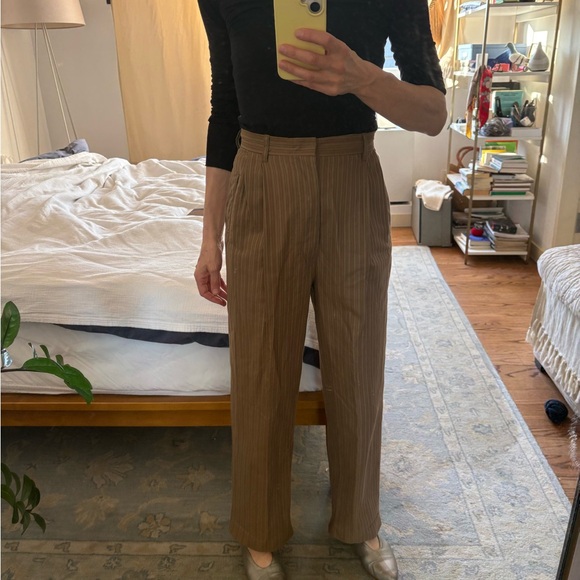 Romeo Gigli cotton pleated trousers Women's brown striped - Picture 8 of 11